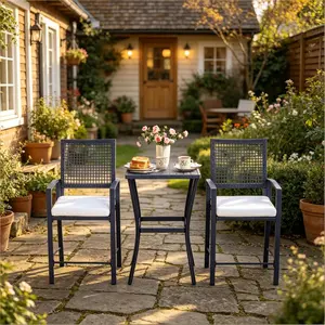 [Bellemave] 3-Piece Outdoor Furniture Set, Patio Wicker Bar Table and Chairs Set with Cushions for Backyard﻿