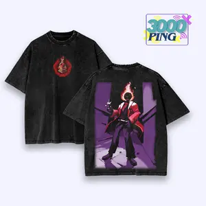 Limbus Company Dante Manager Vintage Bootleg Inspired Wash Tee, Retro Anime RPG Gaming Graphic Unisex T-Shirt, Project Moon Purple Aesthetic Heavyweight Sweatshirt, Steampunk Clock Head Nostalgia Oversized Streetwear Hoodie And Tank Top