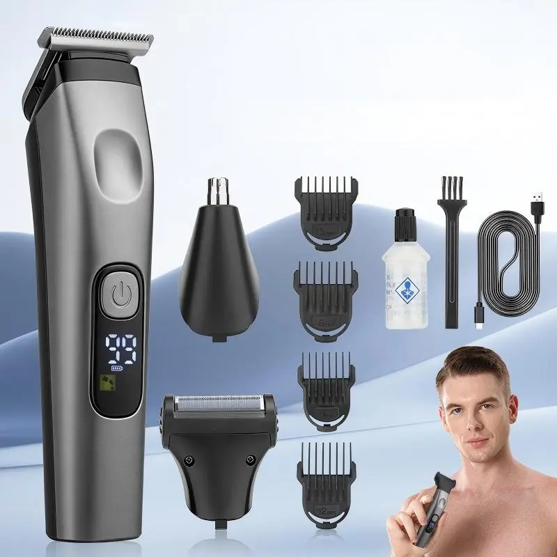 Beard Trimmer for Men, 3-in-1 Cordless Mens Beard Trimmer Kit with 3/6/9/12mm Guide Combs, USB Rechargeable Electric Beard Trimmer for Mustache/Face/Nose/Body