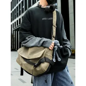 Autumn Winter New Men's Frog Pendant Crossbody Bag, Unisex Large Capacity Shoulder Backpack, Daily Commute Office Backpack, Durable Molle Bag