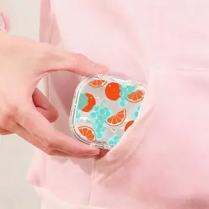 Orange & Grape Print Retainer Case, Citrus Pattern Orthodontic Holder, Portable Durable Storage Box for Invisible Aligners and Mouth Guards
