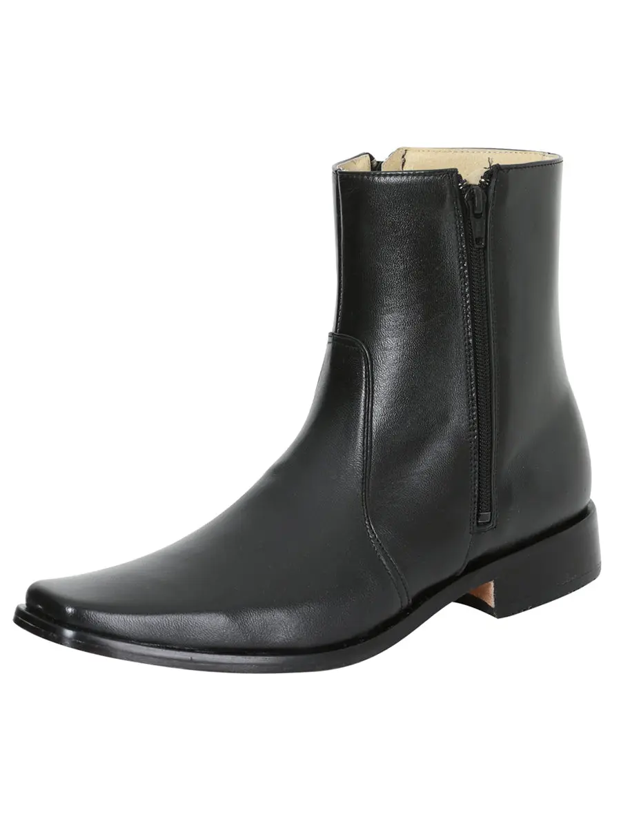 El Besserro Men's Cowboy Western Dress Boot - Made in Mexico - Goat Leather in Black 10661