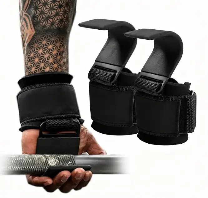 Father's Day Gift: Heavy-Duty Weightlifting Hooks, Anti-Slip Surface Gym Wrist Straps with Grip Support Pads, Premium Powerlifting Gear for Deadlifts, Fitness Accessories for Men with Protection & Muscle Targeting, Unisex, Secure Hold, Pair Set, Grip Pads