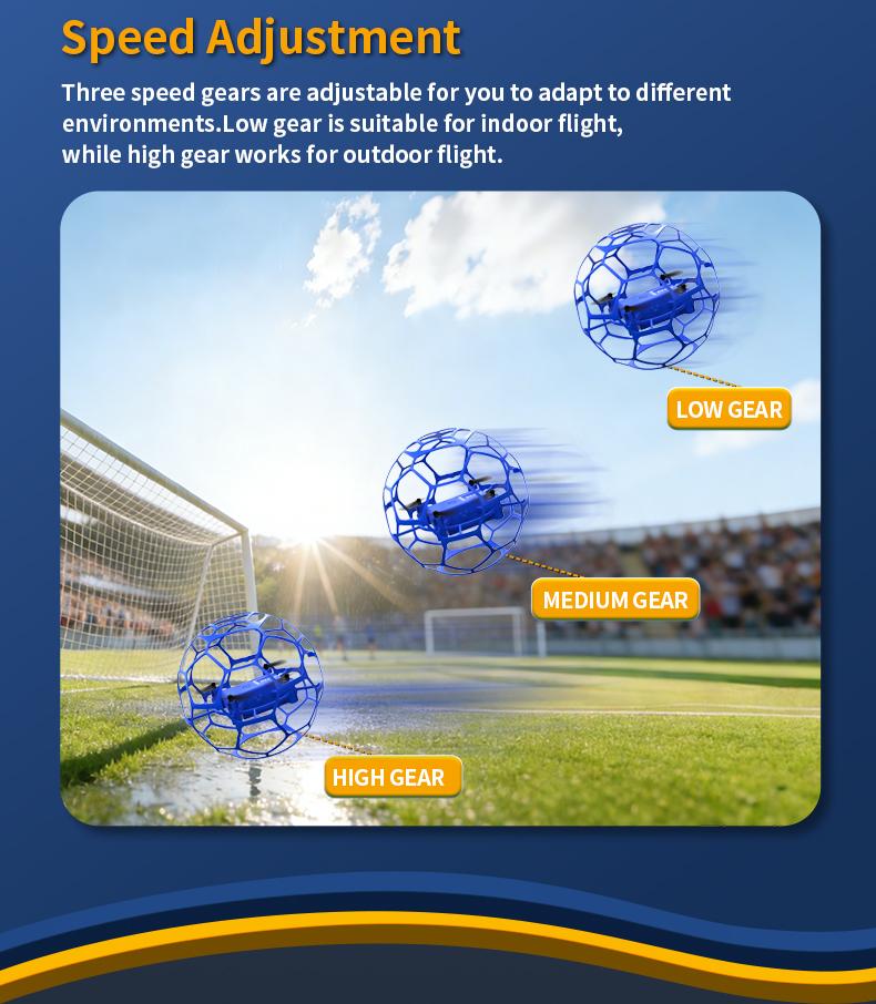 Mini Soccer Drone, Beginner Friendly, 360° Flip Stunt, Indoor Outdoor Quadcopter