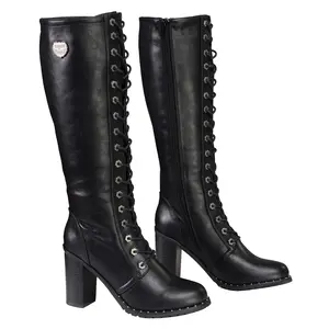 Milwaukee Leather Women's Black Lace-Up Tall Motorcycle Fashion Boots X9442 XBL9442