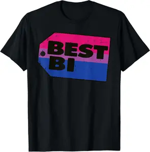 100% Cotton Best Bi Tag Bisexual Pride Flag Bisexuality LGBTQ Men Women T-Shirt