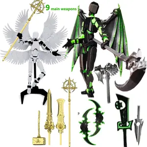 2Set Angel VS Devil Justice VS Evil T13 Action Figure Set  3D Printed Multi-Jointed, Titan 13 Action Figures, Multi-Articular Lucky Mobile Robot Nova dummy T-13,Desktop Decorations for Game Lovers Toys Durable Gaming Setup Detailed Models Mechanical Flair