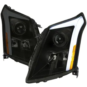 2010-2016 Cadillac SRX Projector Headlights w/ Switchback Sequential Turn Signal LED Bar (Matte Black Housing/Smoked Lens)