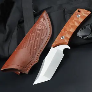 ainhue AF827 Tanto Fixed Blade Knife 3.75 inch Satin Tanto Blade, Rosewood Handle