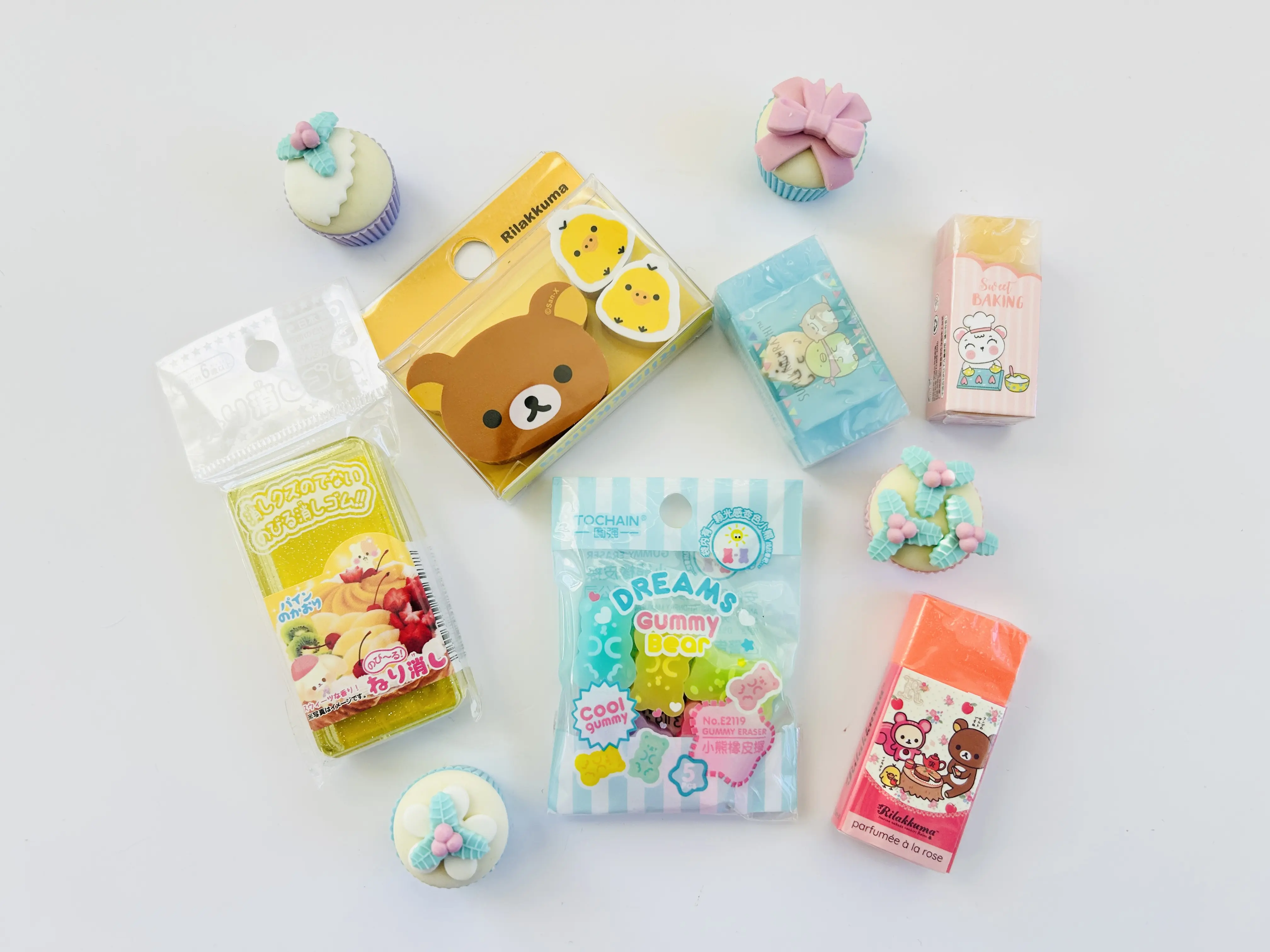 Kawaii Eraser Mystery Set - 10 Erasers - Includes Scented! - Perfect for Stationery Fans