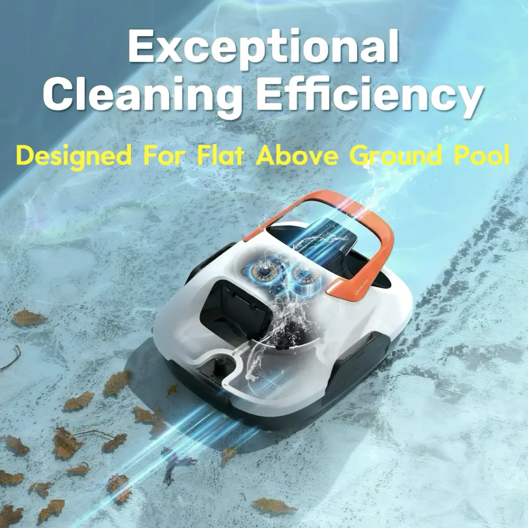 Cordless Robotic Pool Cleaner, Lasts 90 Min, Automatic Vacuum for Above-Ground Pools up to 860 Sq.ft, Portable, Self-Parking #smartliving