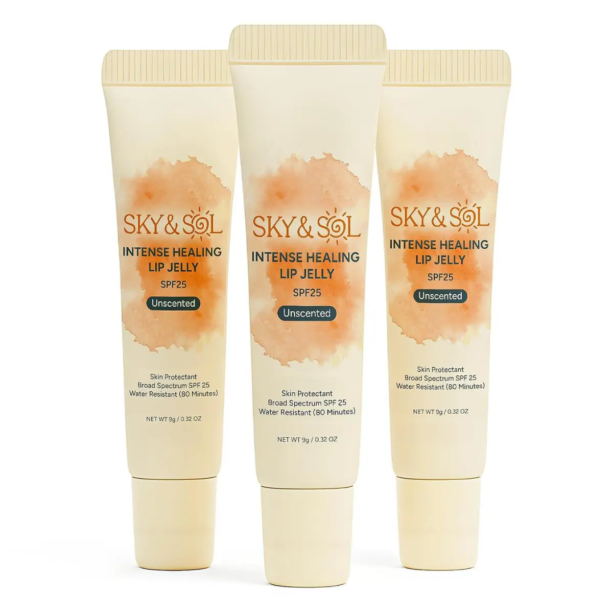 Sky & Sol Lip Balm SPF 25 – 3 Pack Natural Hydrating Lip Jelly | Broad-Spectrum Sun Protection and Primer, Water-Resistant for Smooth, Plump & Rosy Lips.