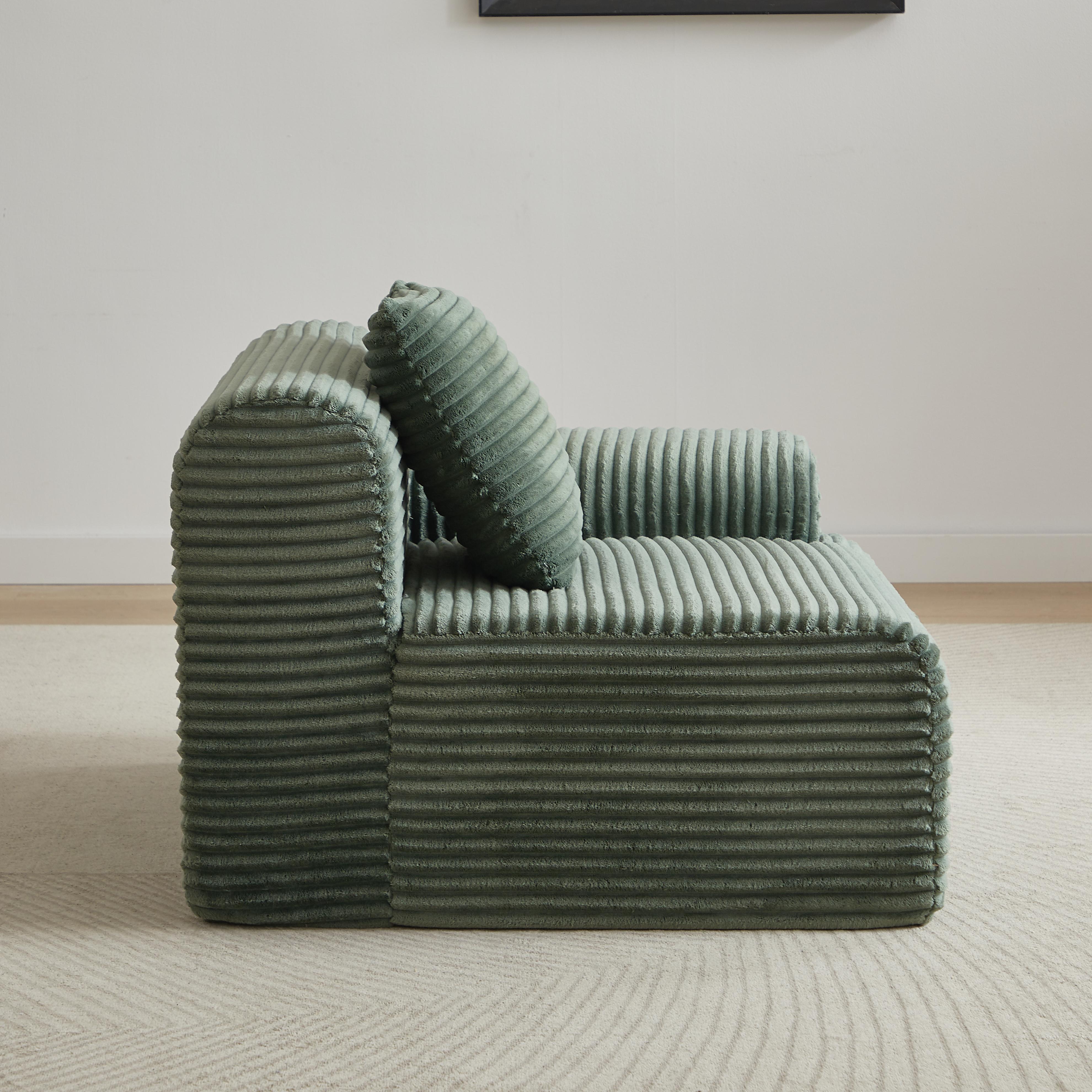 114 Inch Corduroy Modular Sectional Sofa Boneless Couch with Inlaid Structural Design, 4 Freely Configurable Modules, Extra Wide Backrest and 3 Throw Pillows, Modern Upholstered Cloud Sofa for Living Room and Apartment