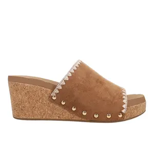 Corkys Womens Stitch N Slide Studded Embroidered  Casual Sandals Casual Mid Heel 2-3" - Brown