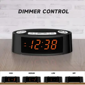 1PCS Dual Alarm USB Plug AM/FM Clock Radio with Orange LED Display, Sleep Timer, Snooze Functions, and 4-Level Dimming Option ITOMA Audio Player Waterproof
