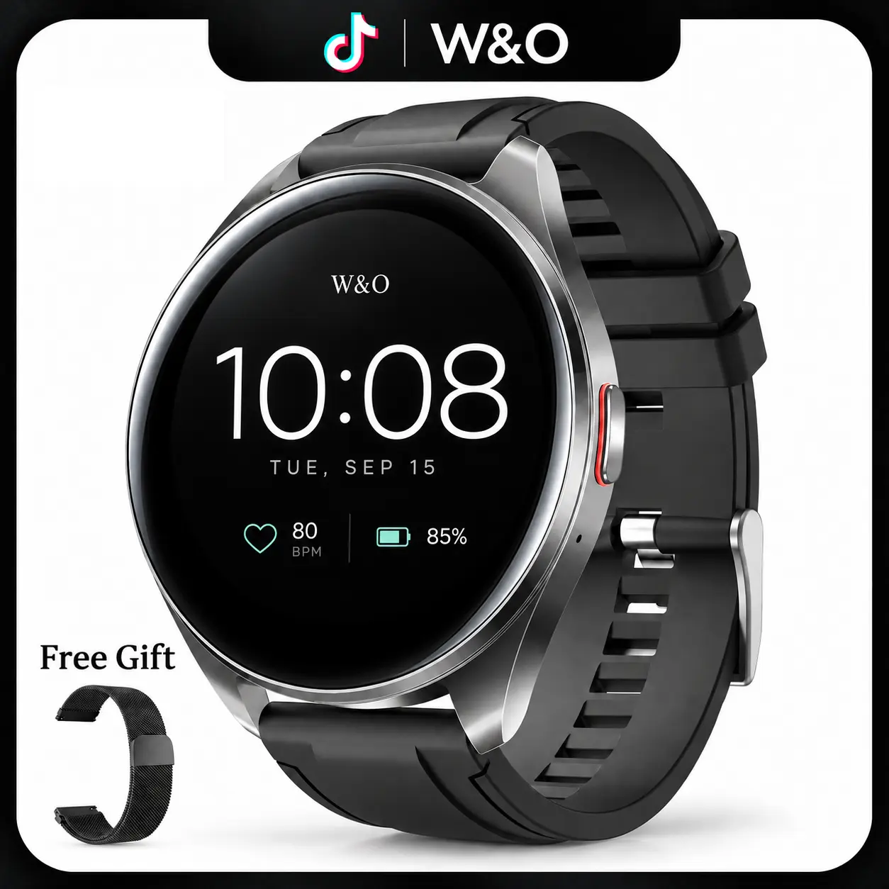 W&O 2026 New Smartwatch - IP67 Waterproof Fitness Wearable Devices with GPS Bluetooth Call, Multiple Sport Modes, Message Reminder, Sleep Monitoring, Touch Screen, High Battery Life, Back to School Gift, Outdoor Smart Watch Fitness Trackers