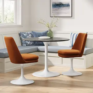 Lippa Performance Velvet Swivel Dining Chair in White Rust