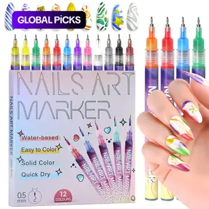 12 Colors Nail Art Pen Set, 1 Set Quick Drying Acrylic Paint Nail Art Markers, DIY Nail Art Design Pens for Home Salon Use, Polish, Nail Designs, Nail Art Tools