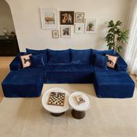 135" Blue U Shaped with 2*Chaise