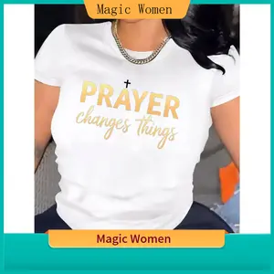 【Magic Women】Women's Cotton Blend Crew Neck (Round Neck) T-Shirt, Soft Breathable Short-Sleeve Comfortable Fit Top for Spring Summer Streetwear, Women's Clothes
