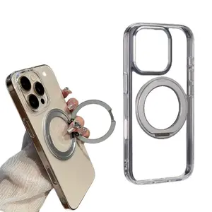 360° Rotatable MagSafe Case for iPhone 16 Pro Max Case Shockproof Military-Grade Clear Cover with Ring Stand & Wireless Charging For iPhone 16 Plus iPhone 16 Pro iPhone 16 White