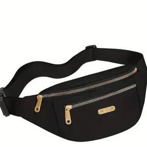 Oxford Cloth Waterproof Crossbody Belt Bag – Riñonera Unisex, Large Capacity Fanny Pack with Adjustable Strap, Everyday Carry Travel Essential, Hands-Free for Men Women, Black & Bright Pink