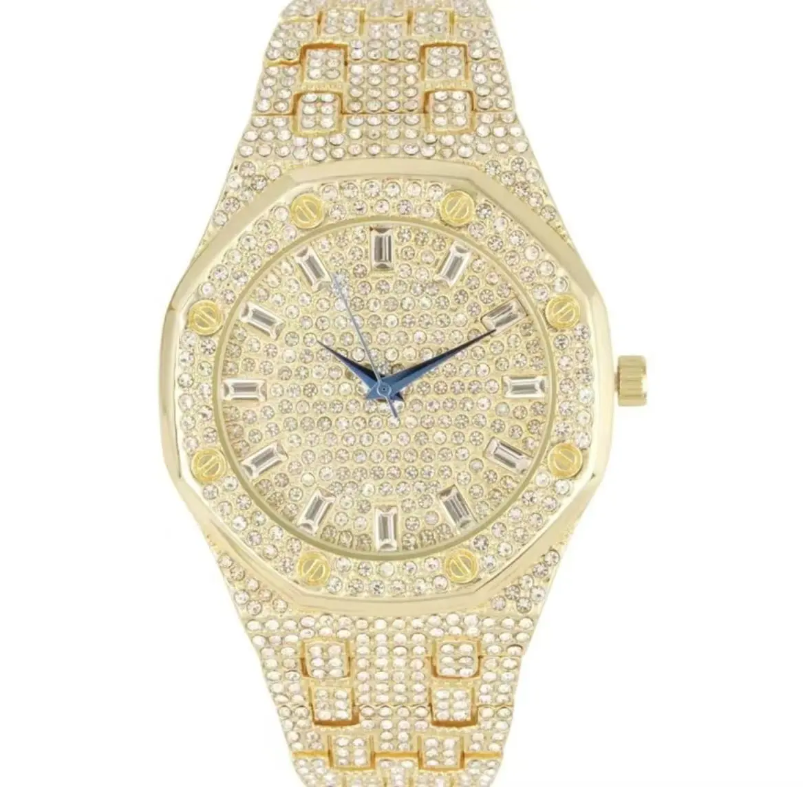Golden Diamond Dial 41mm Oval Bezel Gold Diamonds Mechanical Watch with Diamond Bracelet