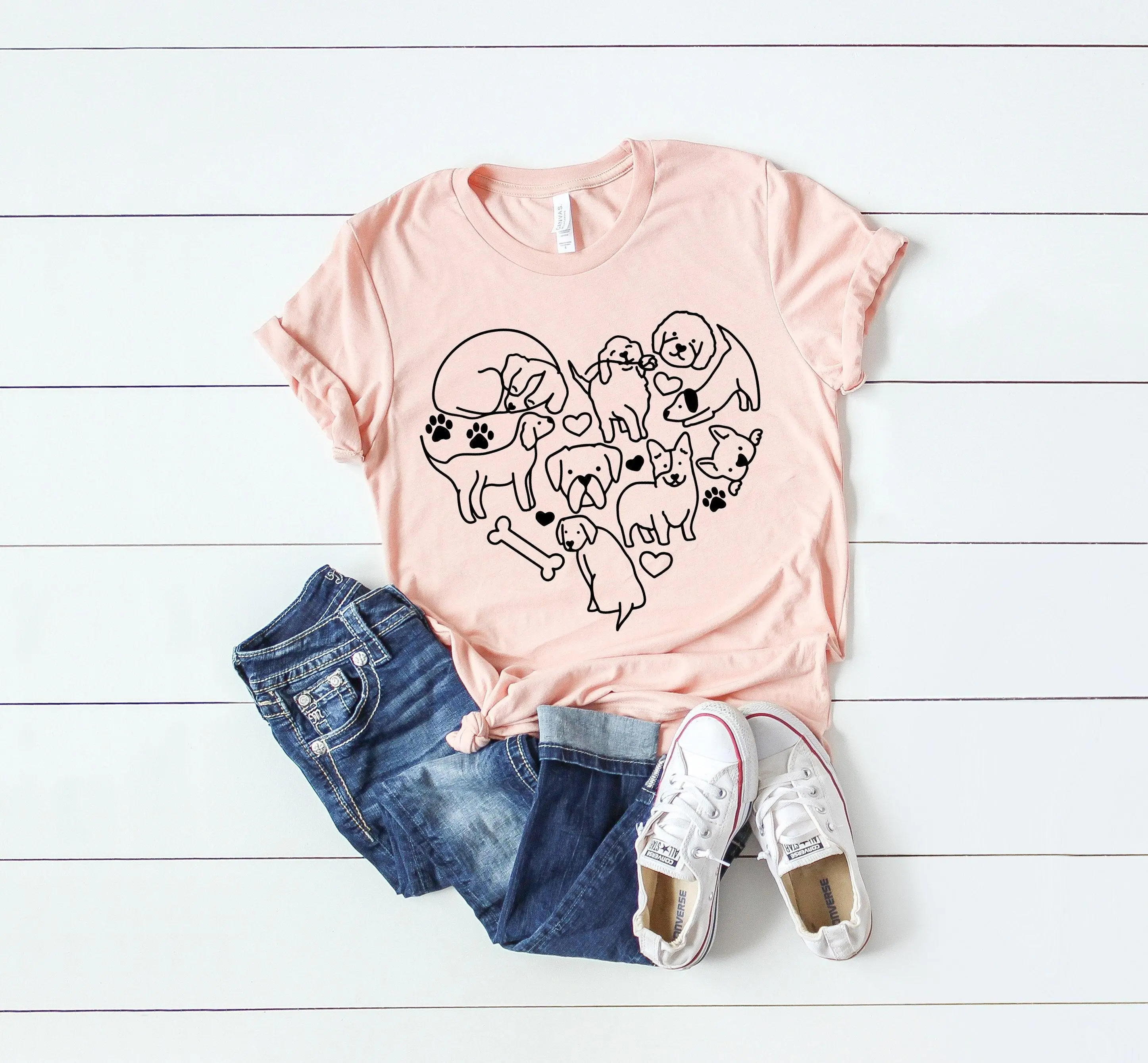 Dog Heart Shirts, Dog T-Shirt, Dog Heart Paw Shirt, Dog Lover Shirt, Paw Print Shirt, Paw Heart Shirt, Dog Shirt Gifts, Dog Mom Tee