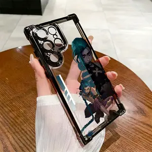 Jinx-Themed Phone Case Compatible with Galaxy S25 S24 S23 S22 S21 FE Ultra Plus 4G 5G, Featuring a Transparent Soft Back for Drop Protection.