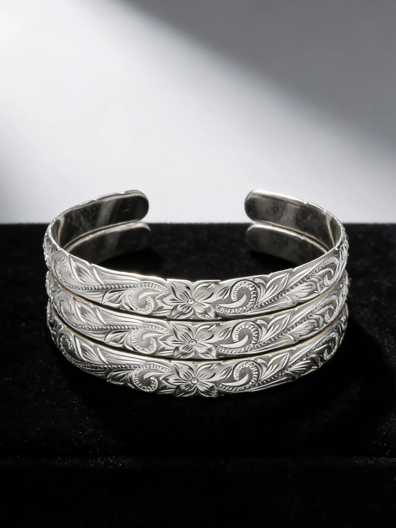 3Pcs 10mm Wide Hawaiian Plumeria Oval Design Cuff Bracelet, Bracelet Style, 14k Gold Plated, Perfect for Mother's Day, Valentine's Day, Vacation Gifts, Stacked Design Bracelets, Stackable Bracelets