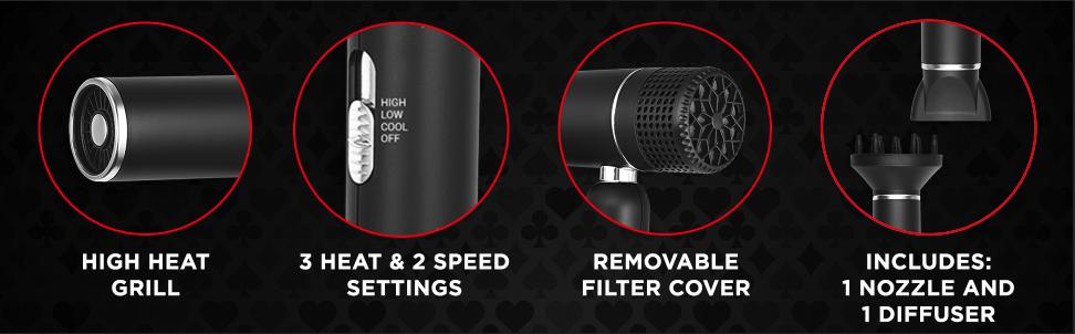 StyleCraft Ace Hair Dryer - Professional Lightweight Foldable Hair Dryer with Rotary Motor Storage