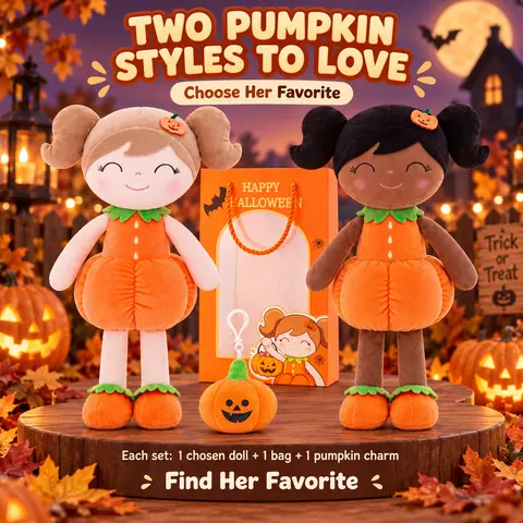 GLOVELEYA Halloween Gift Pumpkin Doll & witch Doll Set 3-Piece , 15-Inch Soft Rag Dolls, Halloween Gifts for Girls, Party Favors & Room Decor #sohochic