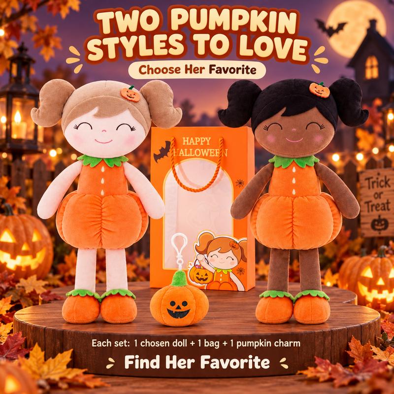GLOVELEYA Halloween Gift Pumpkin Doll & witch Doll Set 3-Piece , 15-Inch Soft Rag Dolls, Halloween Gifts for Girls, Party Favors & Room Decor #sohochic