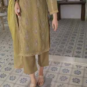 R-13 Luxury 3 Pc Embroidered chiffon Dress by Rivaaj Ethnic Elegance