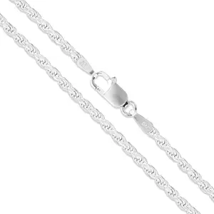 Sterling Silver Diamond-Cut Rope Chain 1.1mm 1.5mm 1.7mm 2mm 2.5mm Solid 925 Italy New Necklace