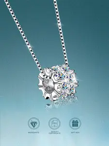 Elegant Women's Moissanite Necklace S925 Silver Color Chain, Ideal Gift for Birthdays, Weddings, Anniversaries, Holidays