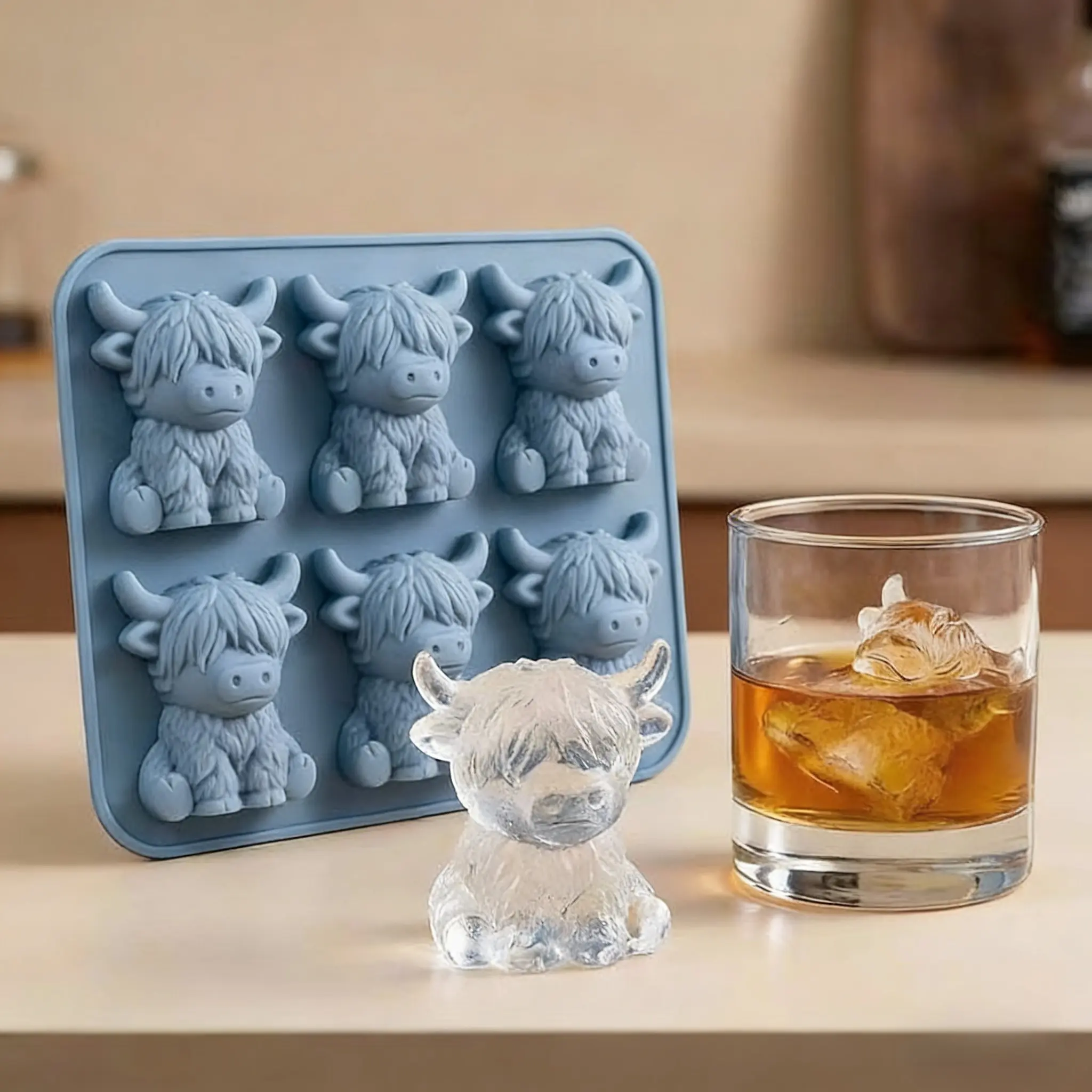 Highland Cow Silicone Mold, 3D Cartoon Shape, Food Grade Safe, Odorless, Easy Demold, Silicone Molds For Chocolate, Multi-Functional Chocolate Ice Cube Baking Mold, Bakeware, Silicone Baking Molds