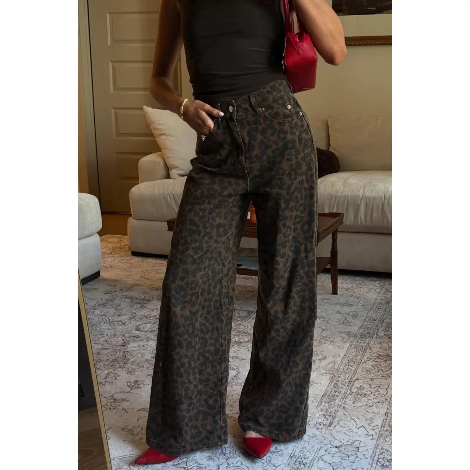 Midland Leopard Print Pant Casual Trouser Midland Leopard Print Pant Casual Trouser