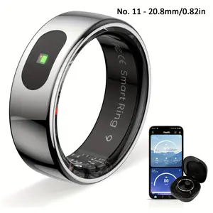 Touch Smart Ring for Men And Women, 24/7 Health Tracking, Stress, Sleep And Temperature, with Charging Case, Bluetooth, Fitness Tracker, (Black, Golden, Silvery)