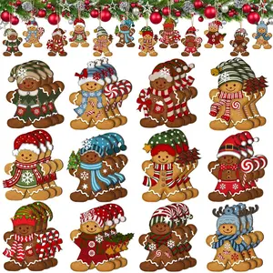 36-Piece Creative Cute Wooden Gingerbread Man Gifts & Decorations, Perfect for Christmas Tree Ornaments, Halloween, Thanksgiving, Party Supplies