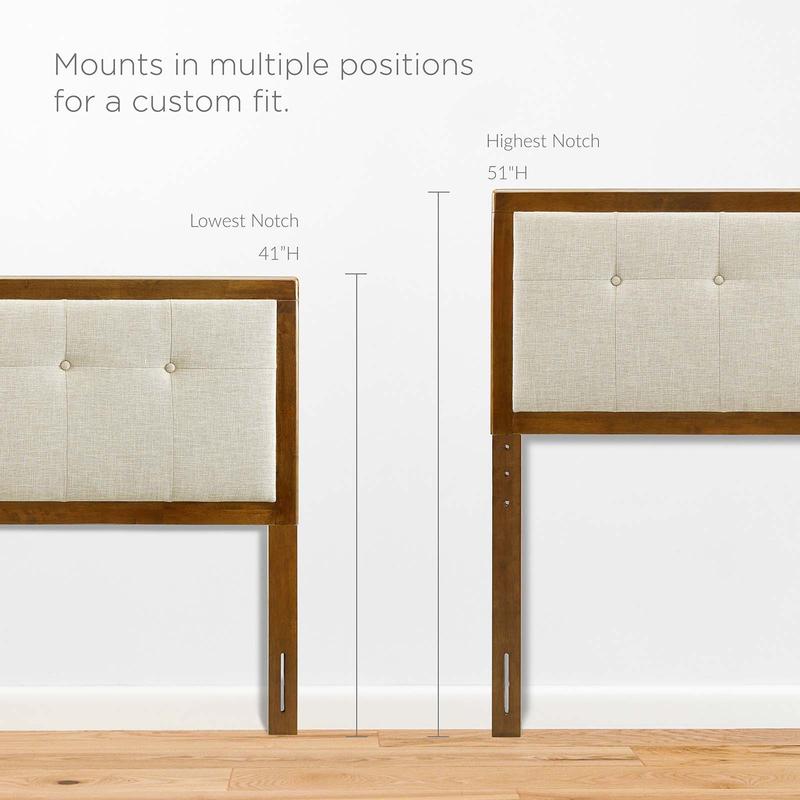 Modway Draper Tufted Queen Fabric and Wood Headboard in Walnut Beige