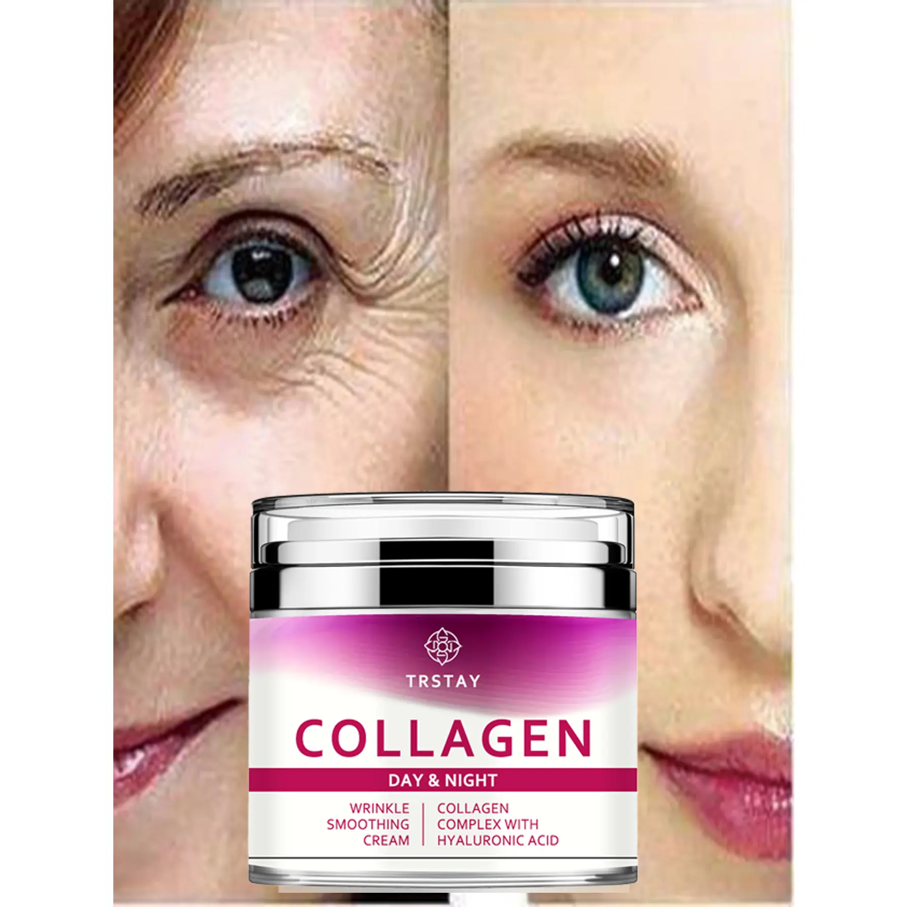TRSTAY  cream is used day and night for wrinkle resistance and smoothing. It contains collagen complex and hyaluronic acid
