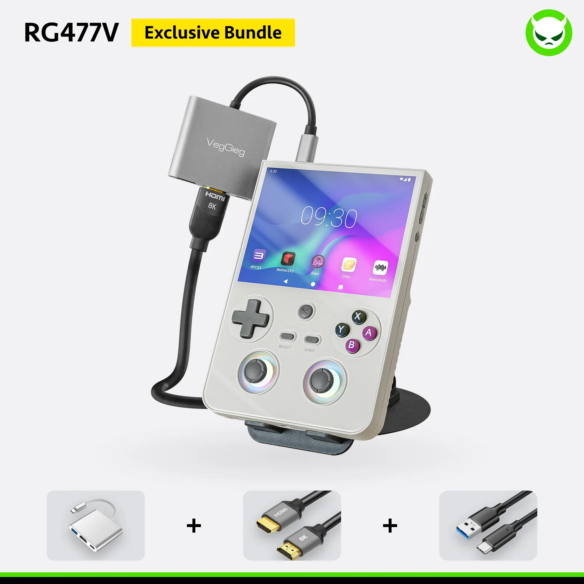 Anbernic RG477V【Buy 1 Get 1 HDMI Cable(8K)+1 Multi-Port Adapter+1 Type-C Cable】Android 14 OCA Full Lamination 4.7-inch LTPS In-Cell Display 1280*960 Resolution Dimensity 8300 Processor Mali-G615 MC6 5500mAh Bluetooth Ready to Use