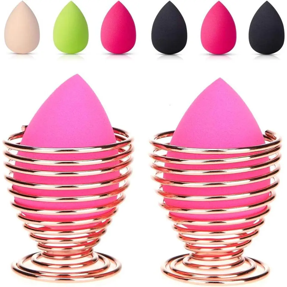 2pc Makeup Sponge Holder Set - Breathable Stainless Steel Drying Stand in Silver for Easy Drying & Daily Use with Round Base, 2Pc Silver, Dries Fast