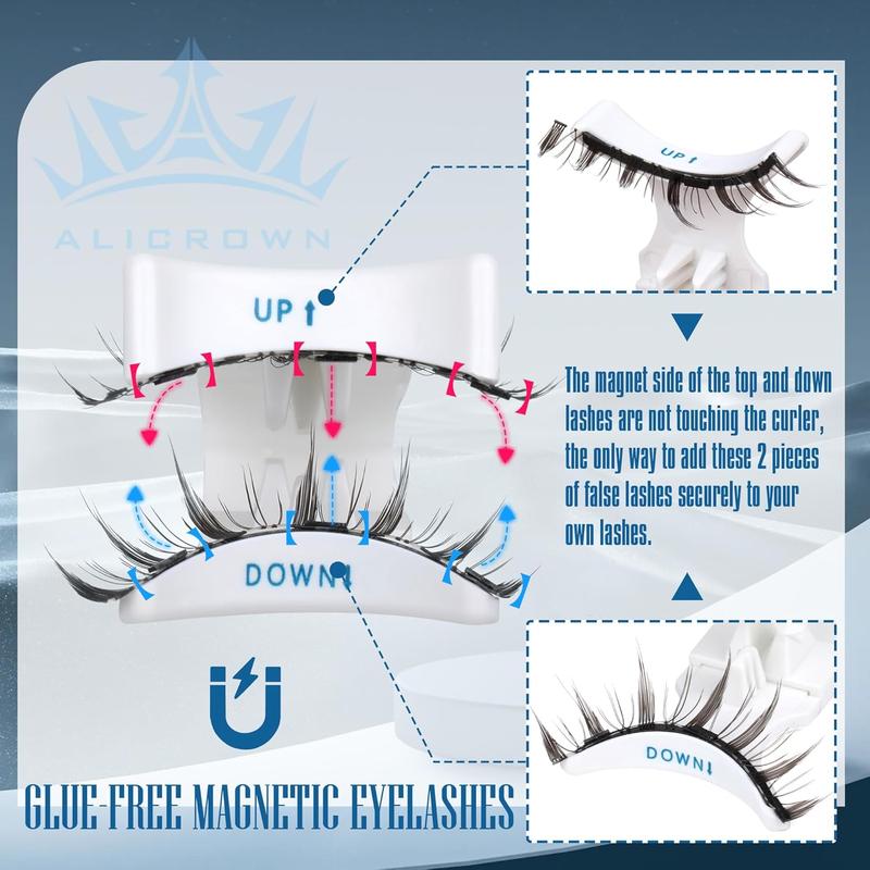 ALICROWN Magnetic Eyelashes Manga Natural Lashes Magnetic No Glue Needed Anime Eyelashes Strip Wispy False Eyelashes Magnetic Eye Lashes with Applicator Durable 1 Pair