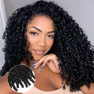 [3 In 1 Half Wig ]Tahikie Burmese Curly Half Wig Human Hair Cheap Wig Flip Over Wand Curly Half Wigs Beginner Friendly Comfortable Fit Vacation Hair Glueless Kinky Curly Wigs Human Hair Drawstring Headband Wig For Women Summer Wigs TikTokShopBlackFriday