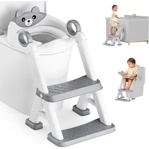 Potty Training Seat, Toddler Toilet Seat With Steps, 2 In 1 Toddler Potty Training Toilet With Splash Guard, Anti-Slip Step Stool Soft Mat, Adjust High Potty Seats For Toddlers Kids Boys Girls