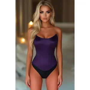 Top Drawer Plum Satin Steel Boned Overbust Corset w/Side Zipper