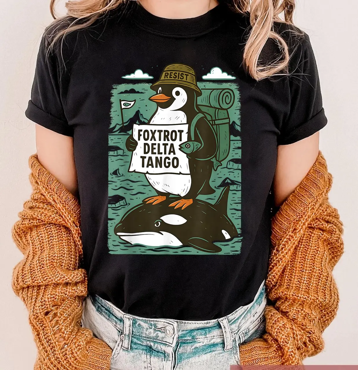 Penguins RESIST Shirt, Flippers Up Tee, Heard Island Shirt, Subtle FDT Shirt Resistance Protest, Penguins Against Tariffs Tee, RESIST TShirt