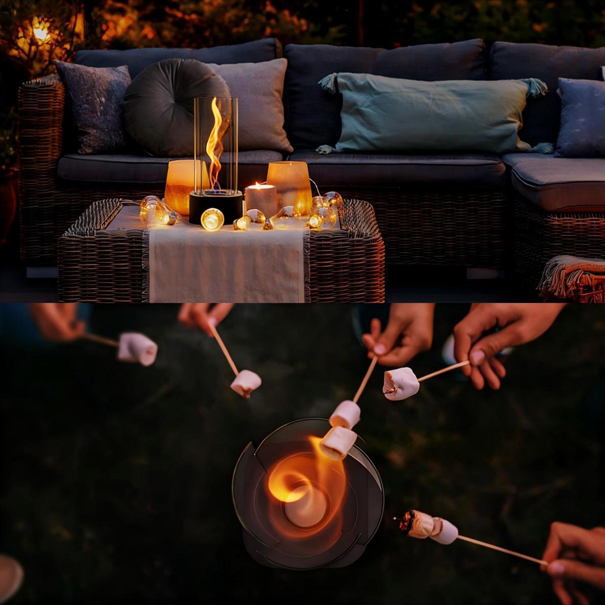 Tornado Tabletop Fire Pit [ 60-90 Mins  ] with Adjustable Flame Ring, Tabletop Fireplace Indoor & Outdoor Gift for Balcony Home Decor, Portable Table Top Firepit for Parties, Clear Glass Fire Pit Modern